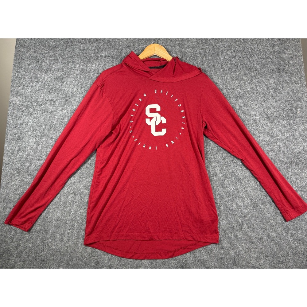 Nike USC Trojans Hooded Shirt Mens Large Red Dri-FIT College Football Athletic